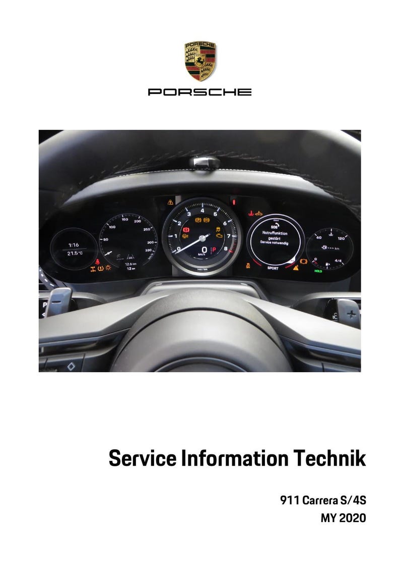 Porsche 911 Carrera S 4S Service Information Technik PDF service repair manual cover