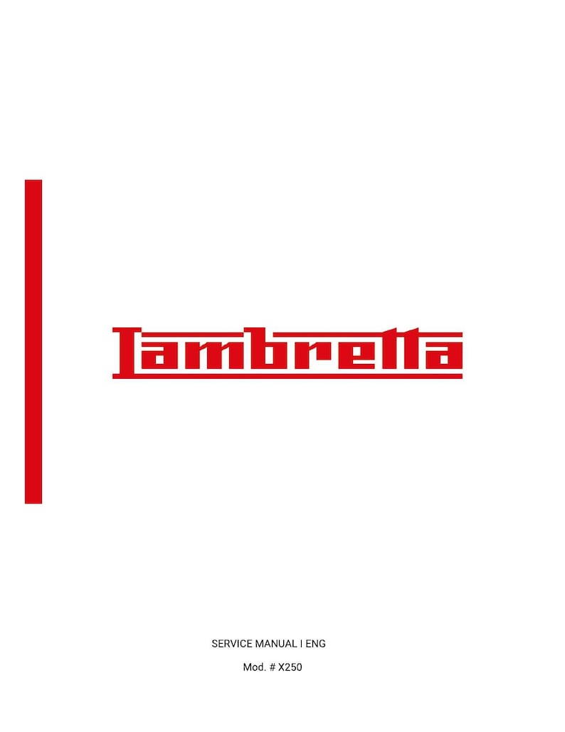 Lambretta X250 Service Manual PDF service repair manual cover