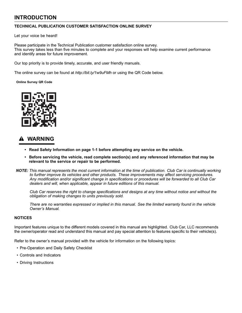Club Car Tempo Service Manual service manual preview page 4
