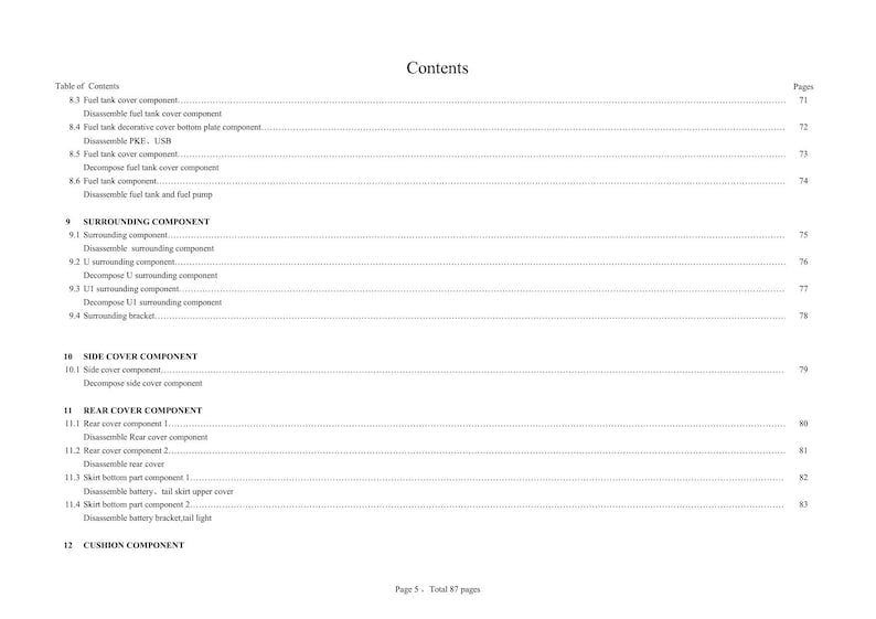 Zontes ZT125 ZT155 U U1 Euro V Service Manual 2021-2025 Motorcycle service manual preview page 11