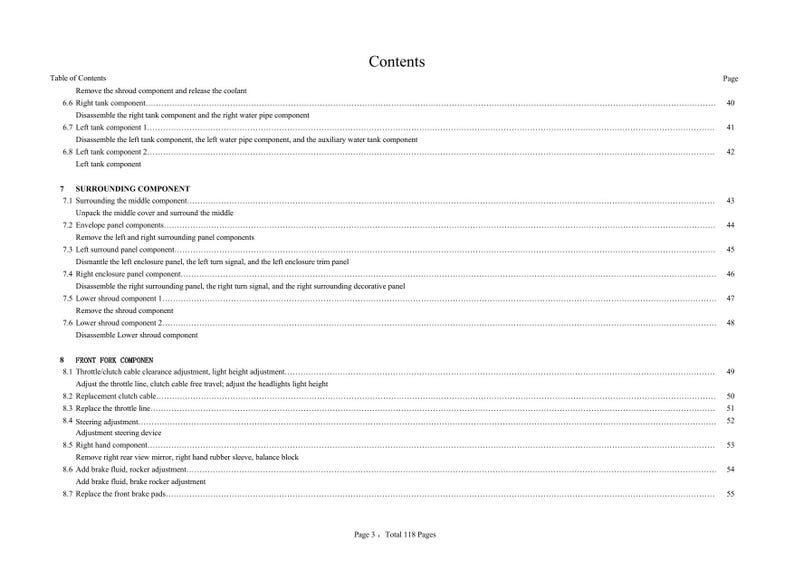 Zontes ZT310-X GP Service Manual 2021-2025 Motorcycle service manual preview page 9