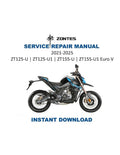 Zontes ZT125 ZT155 U U1 Euro V Service Manual 2021-2025 Motorcycle PDF service repair manual cover