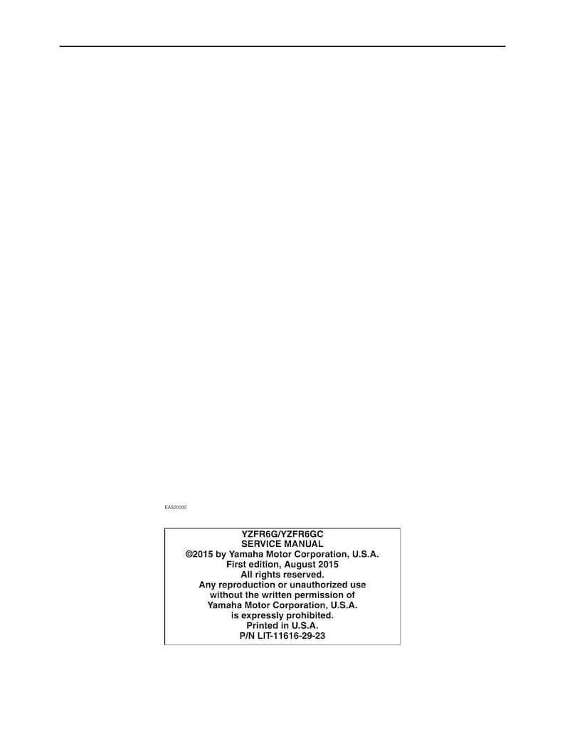 Yamaha YZF-R6 Service Manual service manual preview page 10