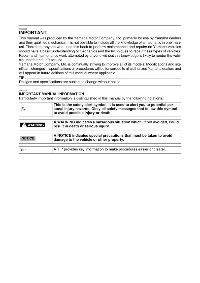 Yamaha MT-10 MTN1000 Service Manual service manual preview page 6