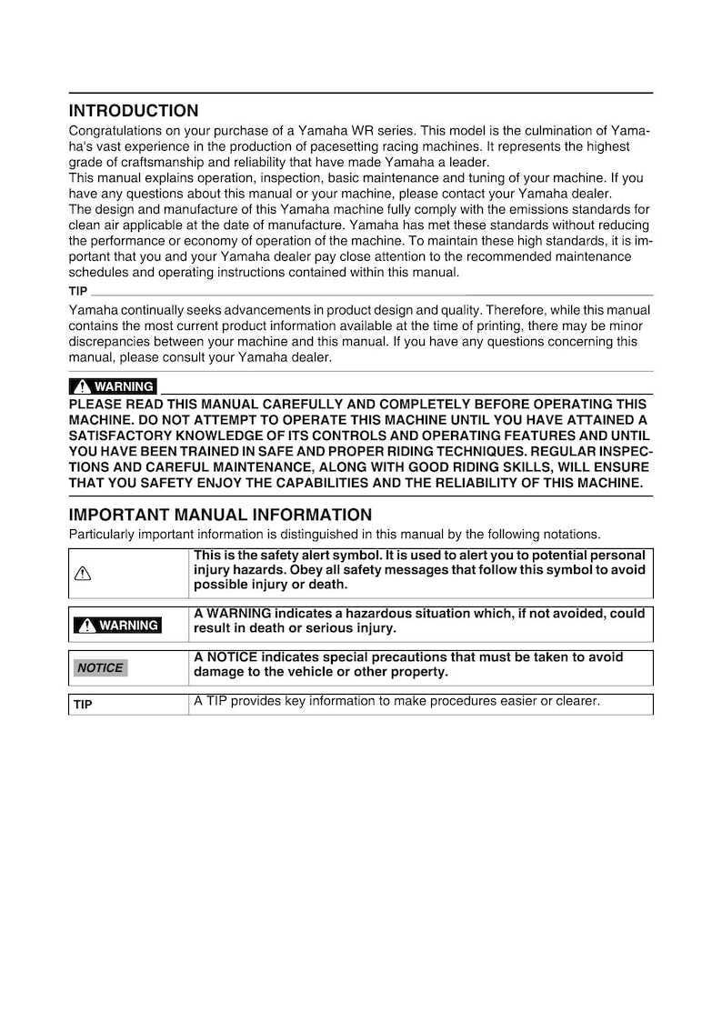 Yamaha WR250F WR250FG Service Manual service manual preview page 7