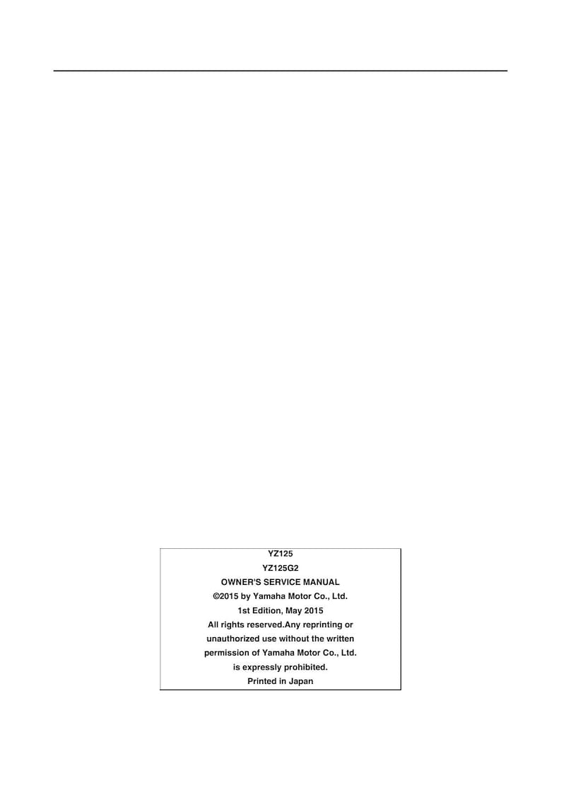 Yamaha YZ125 YZ125G2 Service Manual service manual preview page 11