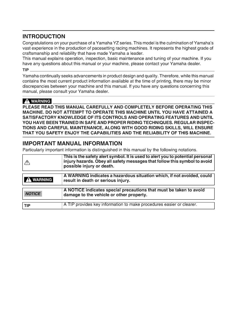 Yamaha YZ250F YZ250FG Service Manual service manual preview page 6