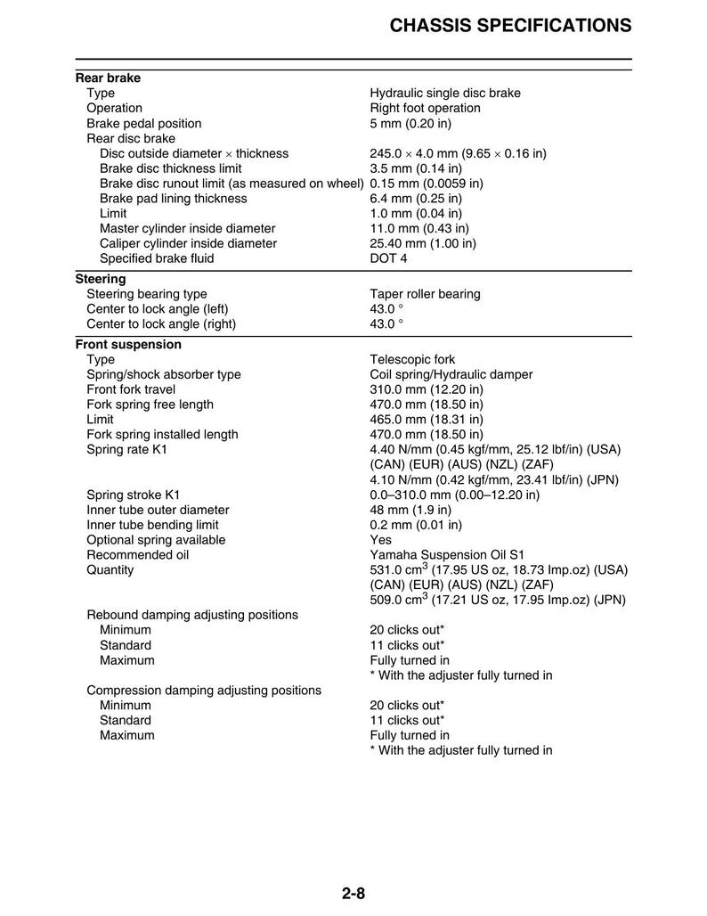 Yamaha YZ250FX Service Manual service manual preview page 9