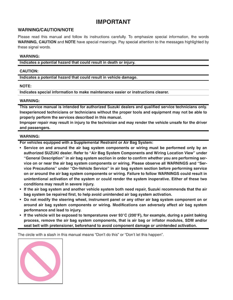 Suzuki Swift RS415 Service Manual service manual preview page 8