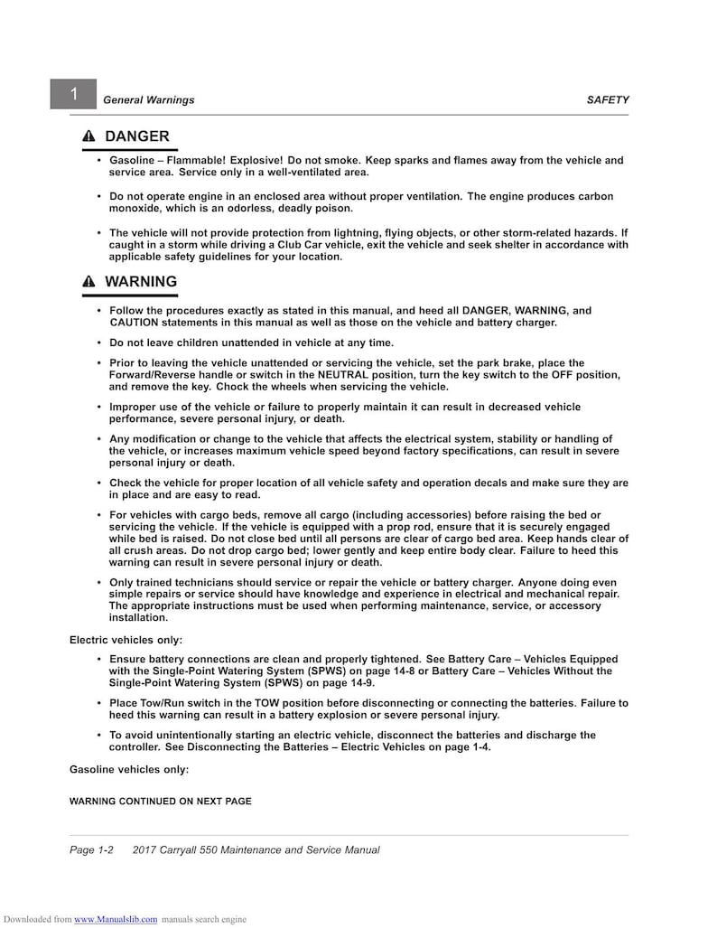 Club Car Carryall 550 Service Manual service manual preview page 10