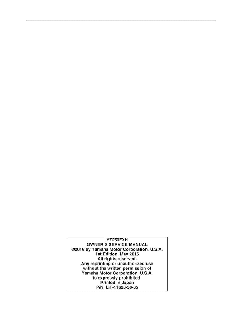 Yamaha YZ250FX Service Manual service manual preview page 11