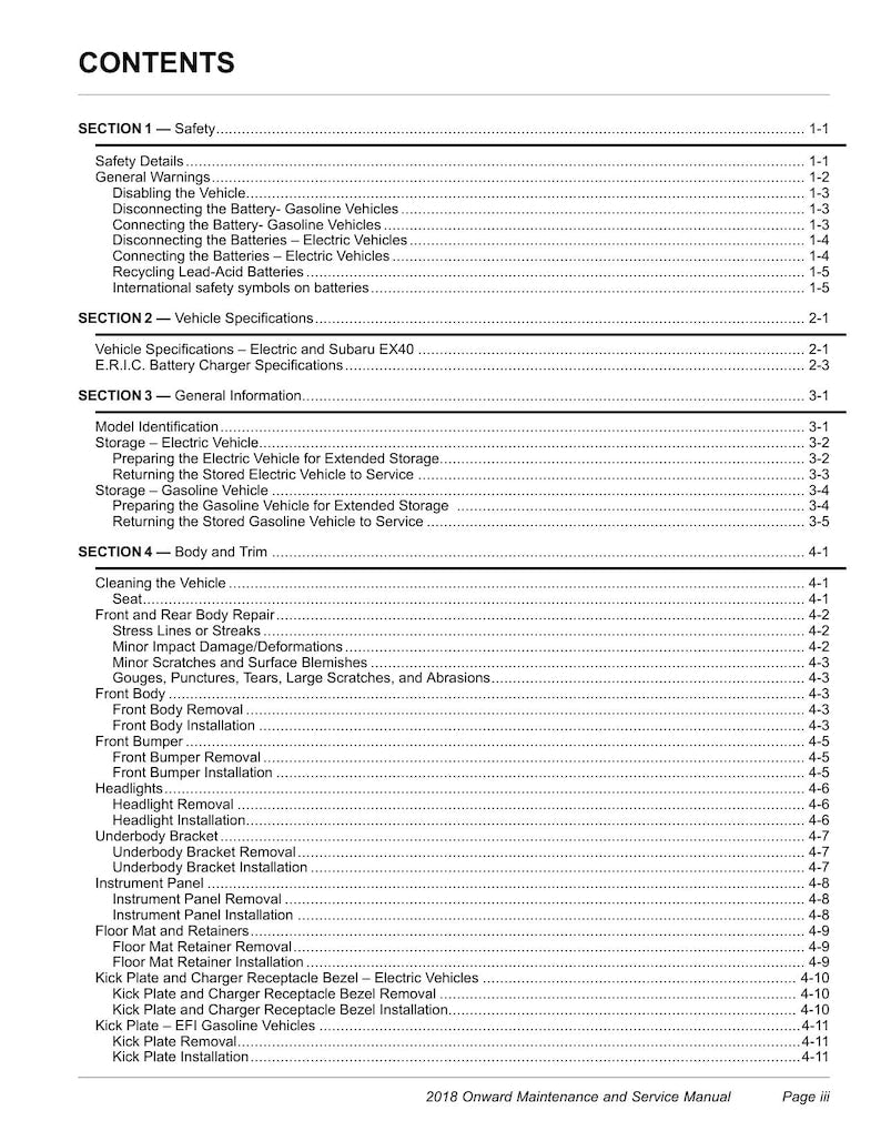 Club Car Onward Service Manual service manual preview page 4