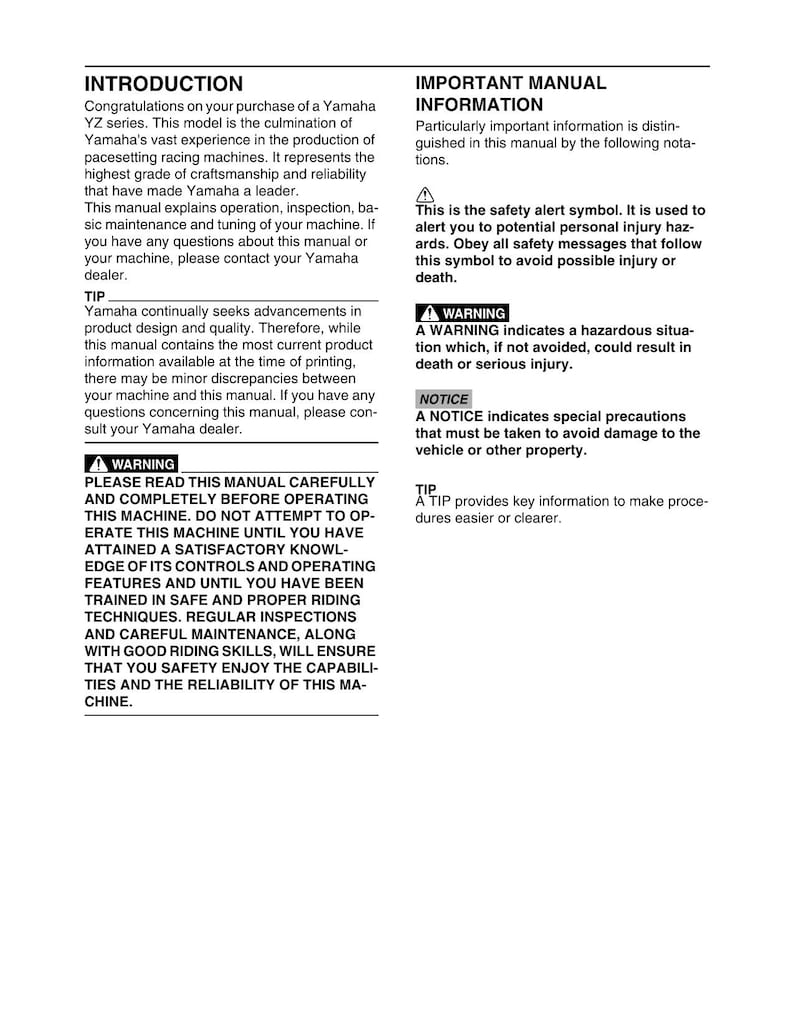 Yamaha YZ250 YZ250X Service Manual 2018-2022 Motorcycle service manual preview page 7