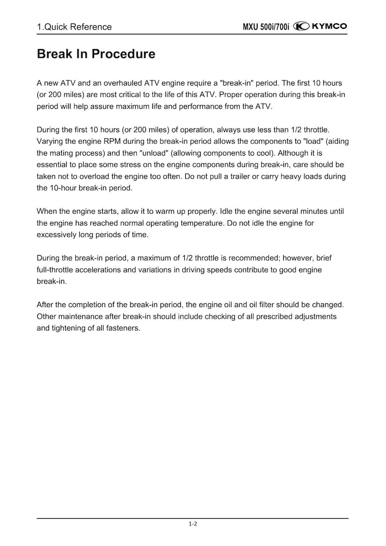 KYMCO MXU 700i 500i Service Manual 2018-2022 ATV service manual preview page 10