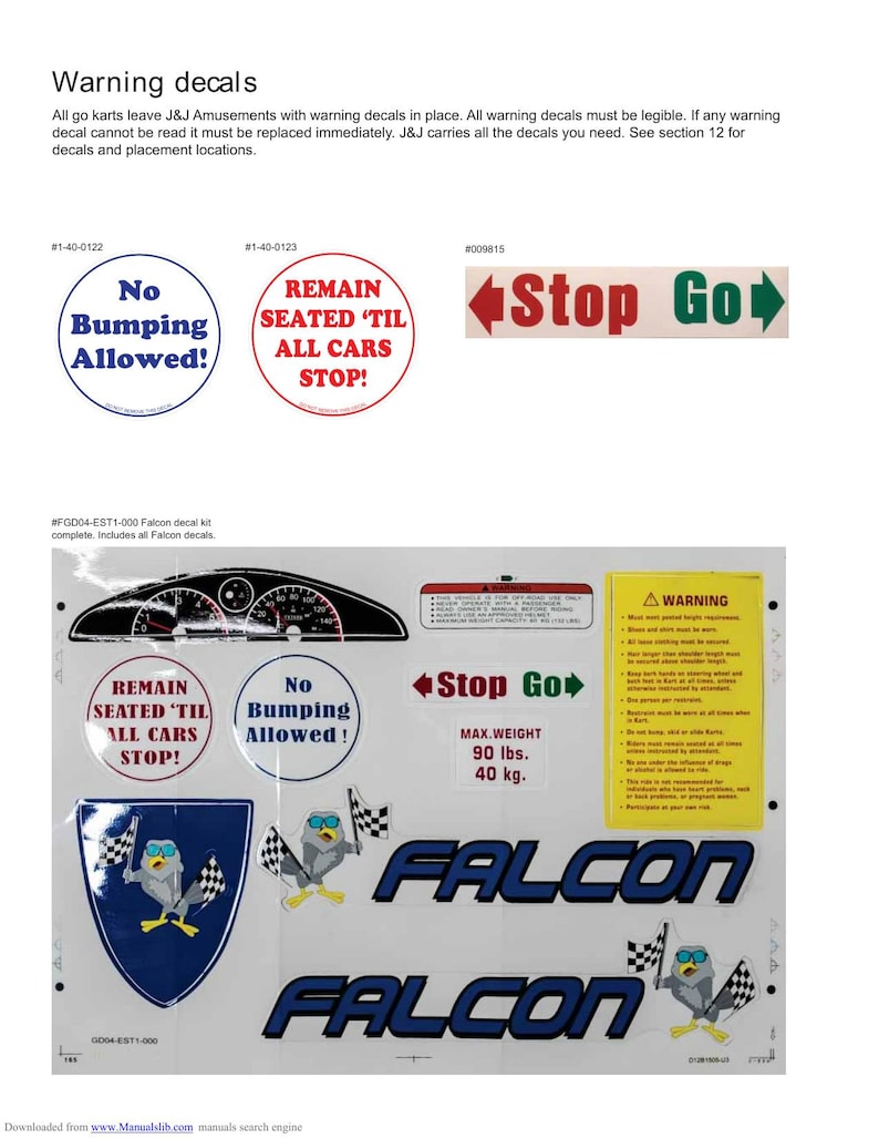 J&J Amusements Falcon Go-kart Service Manual service manual preview page 11