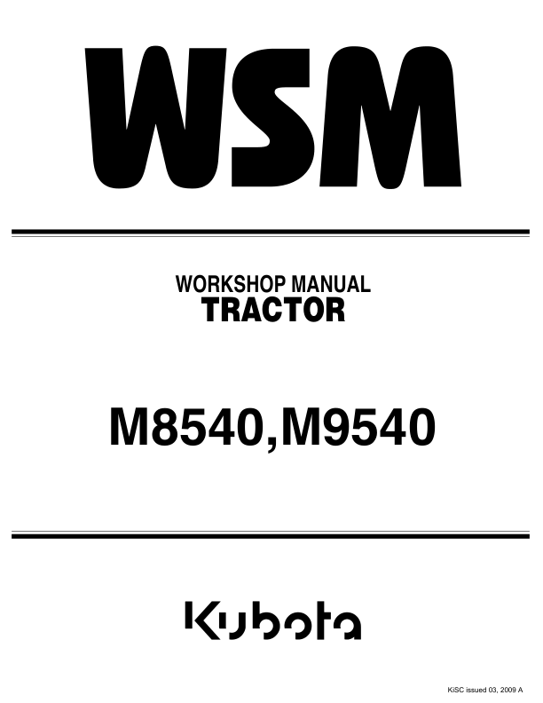 Kubota M8540, M9540 Tractor Workshop Service Manual PDF service repair manual cover